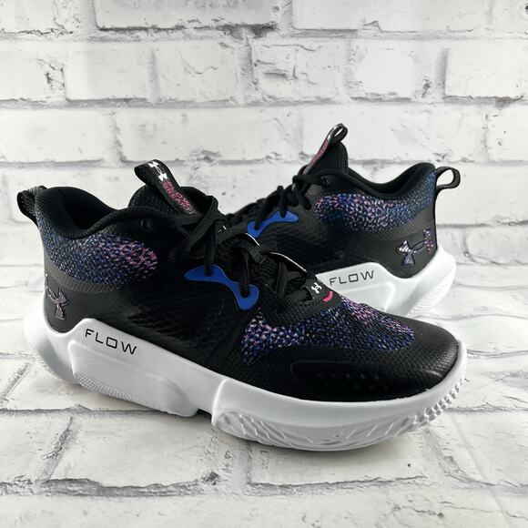 Under Armour Womens Flow Breakthru 3 Size 10 Black Pink Basketball Shoe Sneaker - Picture 1 of 10